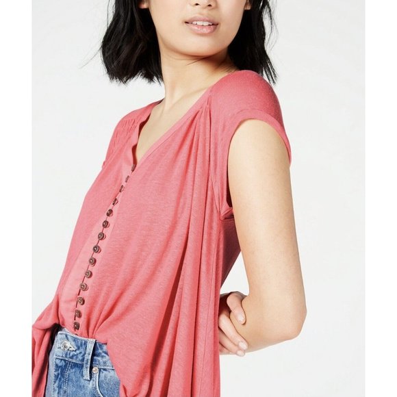 Free People Highland Smocked Shoulder Top Pink Size S - Picture 3 of 3